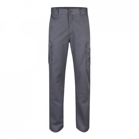 VL LUGH. Cal&ccedil;as stretch multibolsos (240g/m&sup2;) em algod&atilde;o (46%), EME (38%) e poli&eacute;ster (16%) - Cinzento