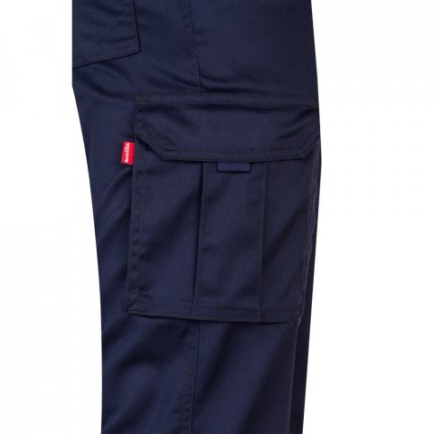 VL LUGH. Cal&ccedil;as stretch multibolsos (240g/m&sup2;) em algod&atilde;o (46%), EME (38%) e poli&eacute;ster (16%) - Azul marinho