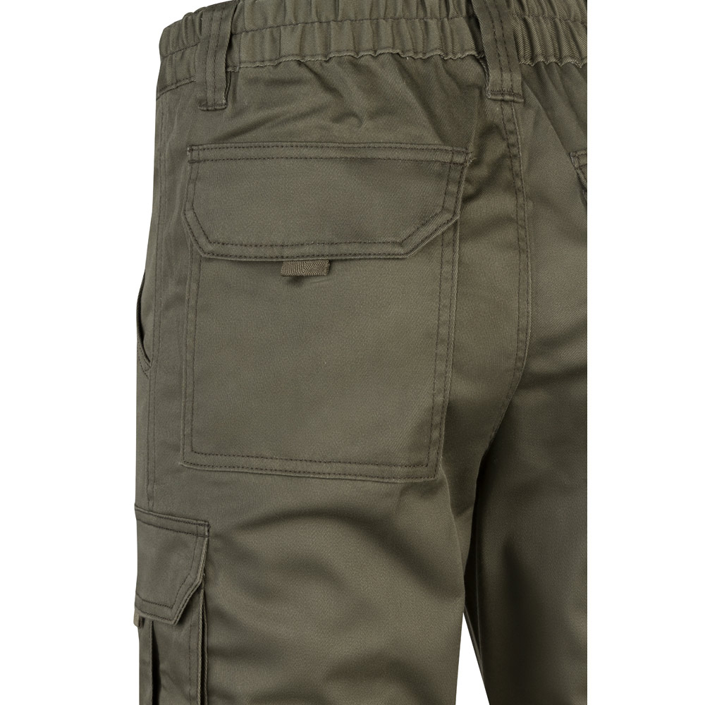 VL LUGH. Pantaloni elasticizzati con diverse tasche (240g/m²), in cotone (46%), EME (38%) e poliestere (16%)