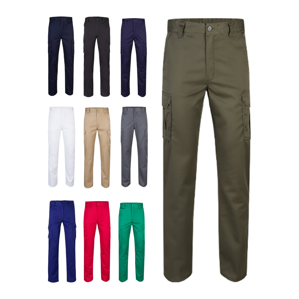 VL LUGH. Pantaloni elasticizzati con diverse tasche (240g/m²), in cotone (46%), EME (38%) e poliestere (16%)