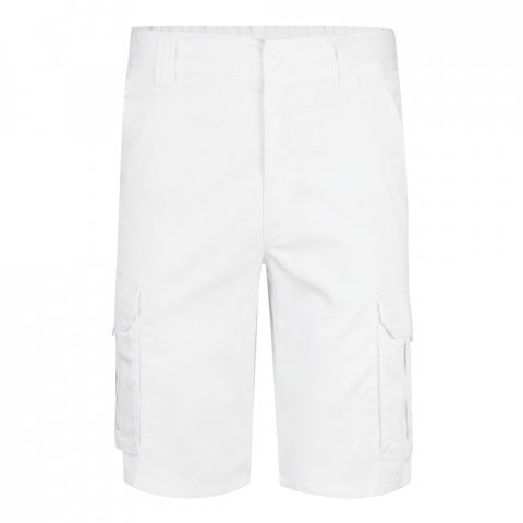 VL HEBE. Разтегателни бермуди с много джобове (240 г/м&sup2;), от памук (46%), ЕМЕ (38%) и полиестер (16%) - бял