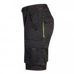 VL HEMERA. Bermudas stretch bicolor multibolsos (240g/m&sup2;), em algod&atilde;o (46%), EME (38%) e poli&eacute;ster (16%) - Preto/Amarelo