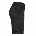 VL HEMERA. Bermudas stretch bicolor multibolsos (240g/m&sup2;), em algod&atilde;o (46%), EME (38%) e poli&eacute;ster (16%) - Preto/Amarelo