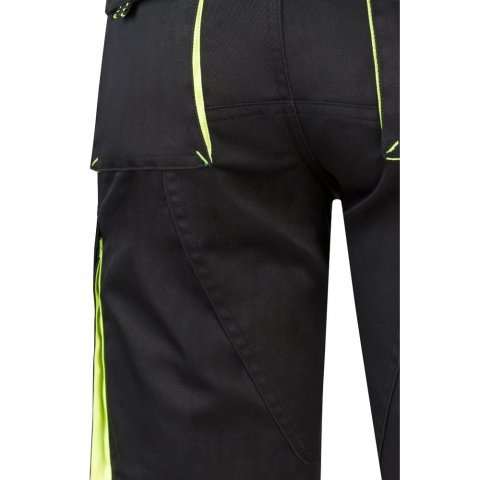 VL HEMERA. Bermudas stretch bicolor multibolsos (240g/m&sup2;), em algod&atilde;o (46%), EME (38%) e poli&eacute;ster (16%) - Preto/Amarelo