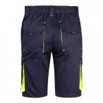 VL HEMERA. Bermudas stretch bicolor multibolsos (240g/m&sup2;), em algod&atilde;o (46%), EME (38%) e poli&eacute;ster (16%) - Azul marinho/Amarelo