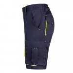 VL HEMERA. Bermudas stretch bicolor multibolsos (240g/m&sup2;), em algod&atilde;o (46%), EME (38%) e poli&eacute;ster (16%) - Azul marinho/Amarelo