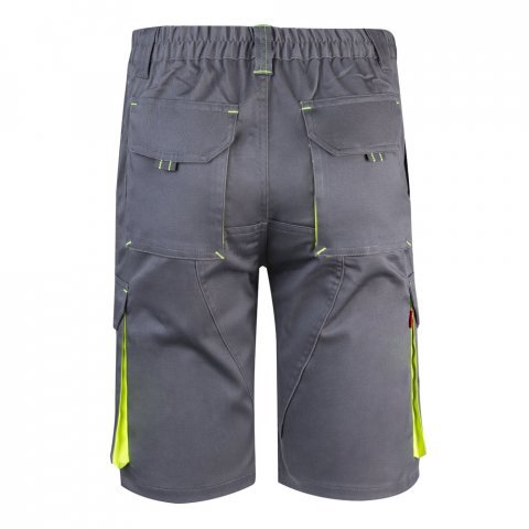 VL HEMERA. Bermudas stretch bicolor multibolsos (240g/m&sup2;), em algod&atilde;o (46%), EME (38%) e poli&eacute;ster (16%) - Cinzento/Amarelo