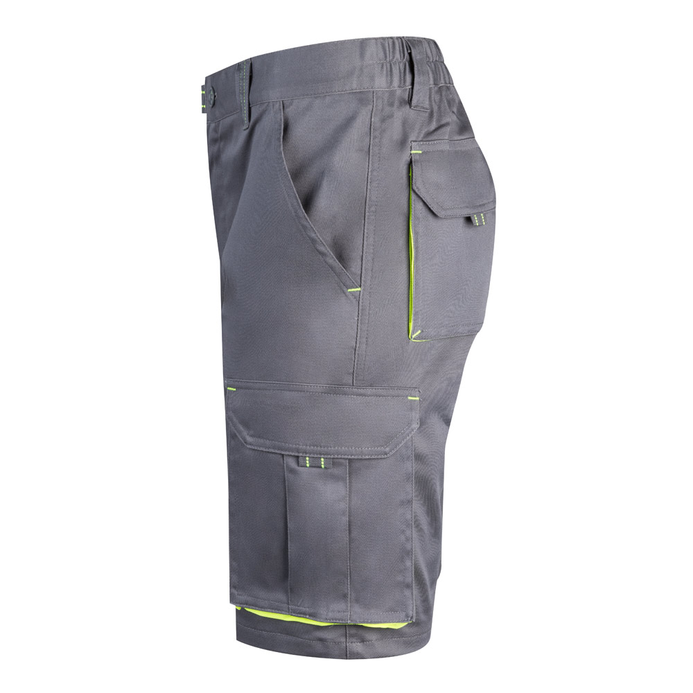 VL HEMERA. Bermuda bicolore elasticizzati con diverse tasche (240g/m²), in cotone (46%), EME (38%) e poliestere (16%)