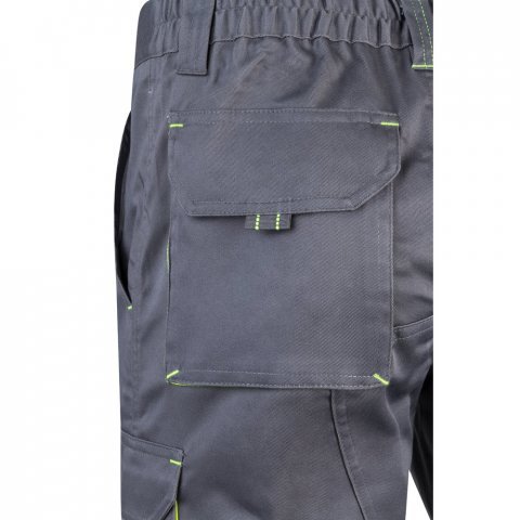 VL HEMERA. Bermudas stretch bicolor multibolsos (240g/m&sup2;), em algod&atilde;o (46%), EME (38%) e poli&eacute;ster (16%) - Cinzento/Amarelo