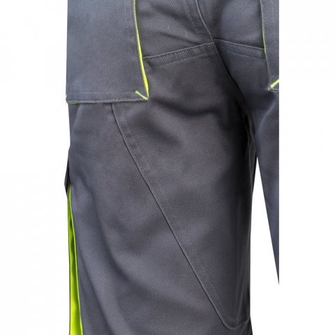 VL HEMERA. Bermudas stretch bicolor multibolsos (240g/m&sup2;), em algod&atilde;o (46%), EME (38%) e poli&eacute;ster (16%) - Cinzento/Amarelo