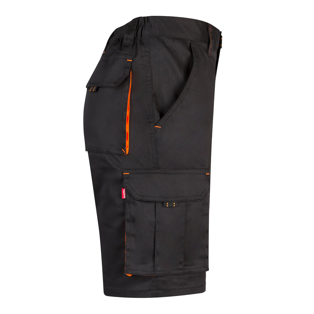 VL HEMERA. Bermuda bicolore elasticizzati con diverse tasche (240g/m²), in cotone (46%), EME (38%) e poliestere (16%)