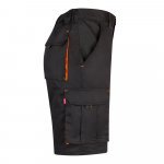 VL HEMERA. Bermudas stretch bicolor multibolsos (240g/m&sup2;), em algod&atilde;o (46%), EME (38%) e poli&eacute;ster (16%) - Preto/Laranja