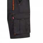 VL HEMERA. Bermudas stretch bicolor multibolsos (240g/m&sup2;), em algod&atilde;o (46%), EME (38%) e poli&eacute;ster (16%) - Preto/Laranja