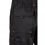 VL HEMERA. Bermudas stretch bicolor multibolsos (240g/m&sup2;), em algod&atilde;o (46%), EME (38%) e poli&eacute;ster (16%) - Preto/Laranja