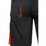 VL HEMERA. Bermudas stretch bicolor multibolsos (240g/m&sup2;), em algod&atilde;o (46%), EME (38%) e poli&eacute;ster (16%) - Preto/Laranja