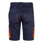 VL HEMERA. Bermudas stretch bicolor multibolsos (240g/m&sup2;), em algod&atilde;o (46%), EME (38%) e poli&eacute;ster (16%) - Azul marinho/Laranja