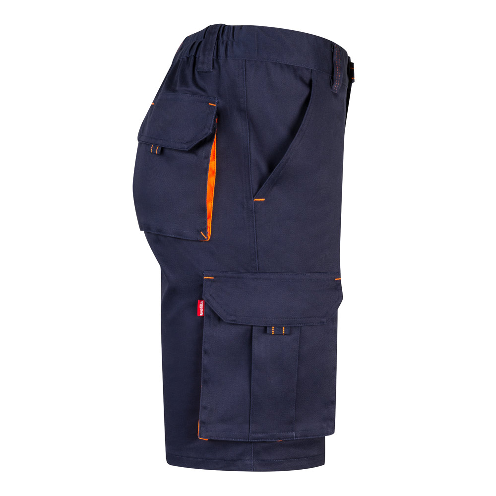 VL HEMERA. Bermuda bicolore elasticizzati con diverse tasche (240g/m²), in cotone (46%), EME (38%) e poliestere (16%)