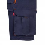 VL HEMERA. Bermudas stretch bicolor multibolsos (240g/m&sup2;), em algod&atilde;o (46%), EME (38%) e poli&eacute;ster (16%) - Azul marinho/Laranja