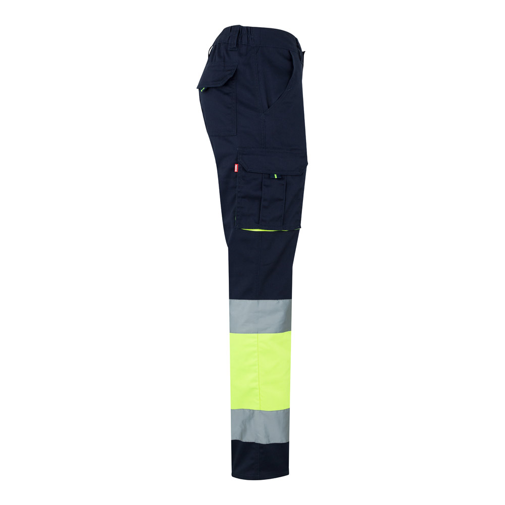 VL ZEUS LARGE. Pantaloni elasticizzati bicolore con diverse tasche (240g/m²), in cotone (46%), EME (38%) e poliestere (16%)