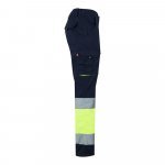 VL ZEUS LARGE. Pantaloni elastici cu buzunare multiple, &icirc;n două tonuri (240 g/m&sup2;), din bumbac (46%), EME (38%) și poliester (16%) - Albastru/Galben