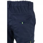 VL ZEUS LARGE. Pantaloni elastici cu buzunare multiple, &icirc;n două tonuri (240 g/m&sup2;), din bumbac (46%), EME (38%) și poliester (16%) - Albastru/Galben