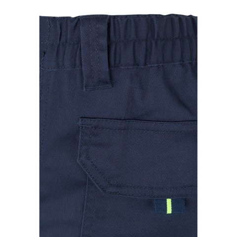 VL ZEUS LARGE. Pantaloni elastici cu buzunare multiple, &icirc;n două tonuri (240 g/m&sup2;), din bumbac (46%), EME (38%) și poliester (16%) - Albastru/Galben