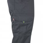 VL ZEUS LARGE. Pantaloni elastici cu buzunare multiple, &icirc;n două tonuri (240 g/m&sup2;), din bumbac (46%), EME (38%) și poliester (16%) - Gri/Galben