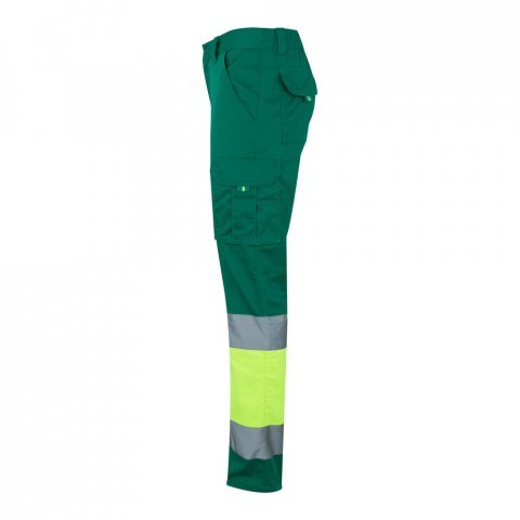 VL ZEUS LARGE. Pantaloni elastici cu buzunare multiple, &icirc;n două tonuri (240 g/m&sup2;), din bumbac (46%), EME (38%) și poliester (16%) - Verde/Galben