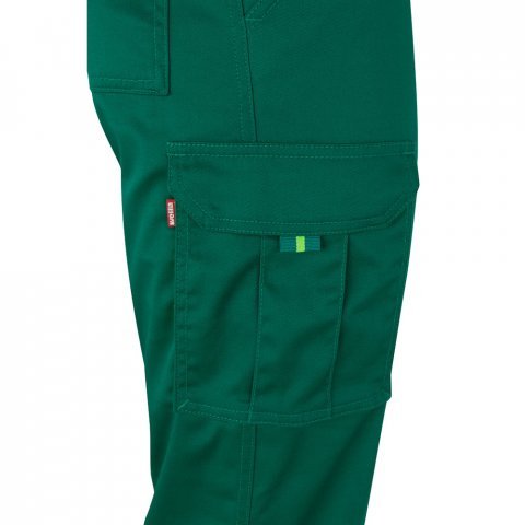 VL ZEUS LARGE. Pantaloni elastici cu buzunare multiple, &icirc;n două tonuri (240 g/m&sup2;), din bumbac (46%), EME (38%) și poliester (16%) - Verde/Galben