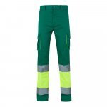 VL ZEUS LARGE. Pantaloni elastici cu buzunare multiple, &icirc;n două tonuri (240 g/m&sup2;), din bumbac (46%), EME (38%) și poliester (16%) - Verde/Galben