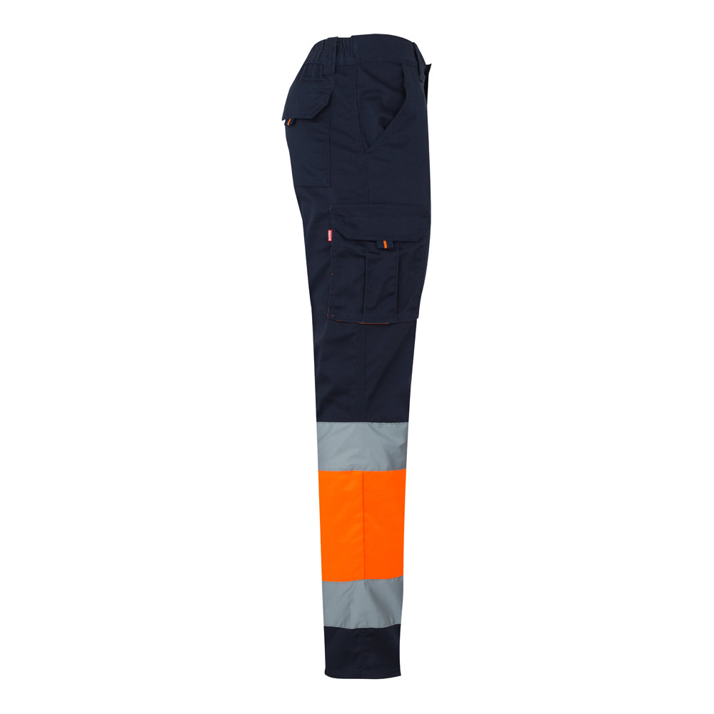 VL ZEUS LARGE. Pantaloni elasticizzati bicolore con diverse tasche (240g/m²), in cotone (46%), EME (38%) e poliestere (16%)