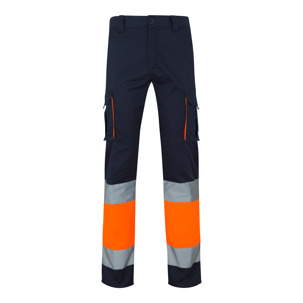 VL ZEUS LARGE. Pantaloni elasticizzati bicolore con diverse tasche (240g/m²), in cotone (46%), EME (38%) e poliestere (16%)