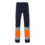 VL ZEUS LARGE. Pantaloni elastici cu buzunare multiple, &icirc;n două tonuri (240 g/m&sup2;), din bumbac (46%), EME (38%) și poliester (16%) - Albastru/Portocaliu