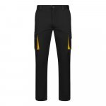 VL FIDES. Pantaloni extensibili cu buzunare multiple (240g/m&sup2;), &icirc;n două tonuri, din bumbac (46%), EME (38%) și poliester (16%) - Negru/Galben