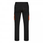VL FIDES. Pantaloni extensibili cu buzunare multiple (240g/m&sup2;), &icirc;n două tonuri, din bumbac (46%), EME (38%) și poliester (16%) - Negru/Portocaliu