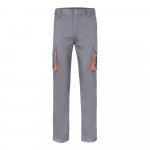 VL FIDES. Pantaloni extensibili cu buzunare multiple (240g/m&sup2;), &icirc;n două tonuri, din bumbac (46%), EME (38%) și poliester (16%) - Gri/Portocaliu