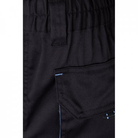 VL FIDES. Pantaloni extensibili cu buzunare multiple (240g/m&sup2;), &icirc;n două tonuri, din bumbac (46%), EME (38%) și poliester (16%) - Negru/Albastru deschis