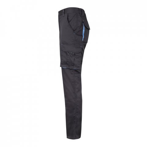 VL FIDES. Pantaloni extensibili cu buzunare multiple (240g/m&sup2;), &icirc;n două tonuri, din bumbac (46%), EME (38%) și poliester (16%) - Gri/Albastru deschis