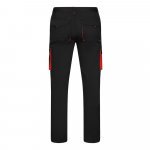 VL FIDES. Pantaloni extensibili cu buzunare multiple (240g/m&sup2;), &icirc;n două tonuri, din bumbac (46%), EME (38%) și poliester (16%) - Negru/Roșu