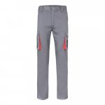 VL FIDES. Pantaloni extensibili cu buzunare multiple (240g/m&sup2;), &icirc;n două tonuri, din bumbac (46%), EME (38%) și poliester (16%) - Gri/Roșu
