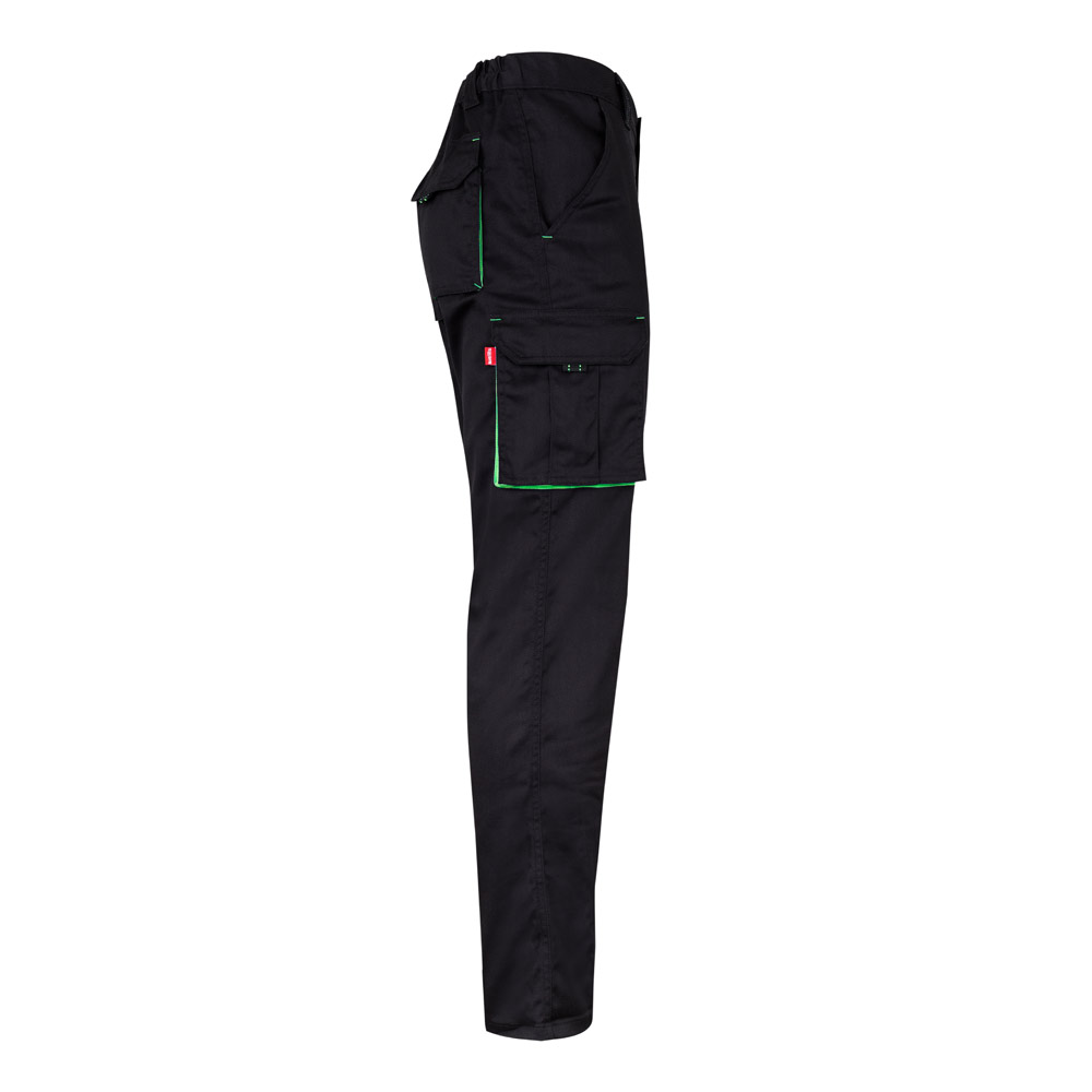 VL FIDES. Pantaloni elasticizzati bicolore con diverse tasche (240g/m²), in cotone (46%), EME (38%) e poliestere (16%)