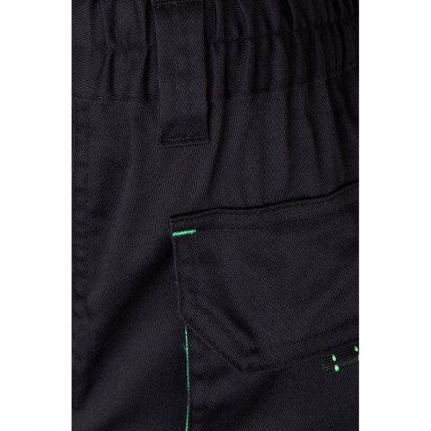 VL FIDES. Pantaloni extensibili cu buzunare multiple (240g/m&sup2;), &icirc;n două tonuri, din bumbac (46%), EME (38%) și poliester (16%) - Negru/Verde