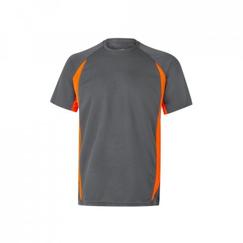 VL SLAYER. Tricou tehnic bicolor bird-eye (160g/m&sup2;), din poliester (100%) - Gri/Portocaliu