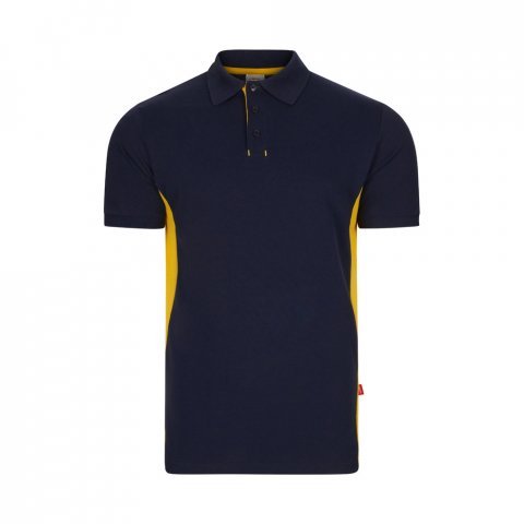 VL SUPAY. Dvoubarevn&aacute; pik&eacute; poloko&scaron;ile (180 g/m&sup2;), kr&aacute;tk&yacute; ruk&aacute;v, z bavlny (60 %) a polyesteru (40 %) - Modr&aacute;/Žlut&aacute;