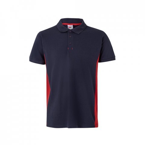 VL SUPAY. Dvoubarevn&aacute; pik&eacute; poloko&scaron;ile (180 g/m&sup2;), kr&aacute;tk&yacute; ruk&aacute;v, z bavlny (60 %) a polyesteru (40 %) - Modr&aacute;/Červen&aacute;