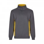 VL SVAROG. Felpa in spugna bicolore (260g/m&sup2;), in poliestere (65%) e cotone (35%) - Grigio/Giallo