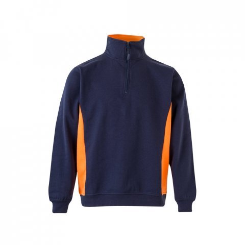 VL SVAROG. Felpa in spugna bicolore (260g/m&sup2;), in poliestere (65%) e cotone (35%) - Blu scuro/Arancione