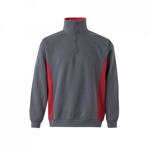VL SVAROG. Felpa in spugna bicolore (260g/m&sup2;), in poliestere (65%) e cotone (35%) - Grigio/Rosso