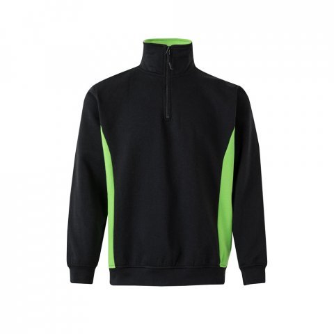 VL SVAROG. Felpa in spugna bicolore (260g/m&sup2;), in poliestere (65%) e cotone (35%) - Nero/Verde
