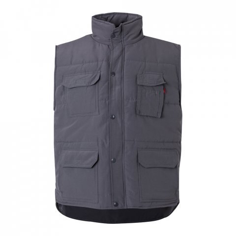 VL MEFITIS. Colete acolchoado multibolsos  (220g/m&sup2;), em poli&eacute;ster (100%) - Cinzento